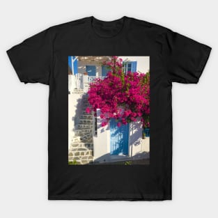 Bourgainvilla above Blue Door T-Shirt